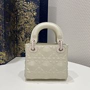 Dior Micro Lady Bag White Cannage Calfskin with Diamond Motif 12x10x5 cm - 6