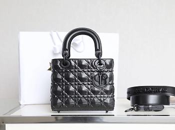 Dior Small Lady Bag Black Cannage Calfskin with Diamond Motif 20x16.5x8 cm