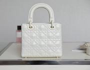 Dior Small Lady Bag White Cannage Calfskin with Diamond Motif 20x16.5x8 cm - 3