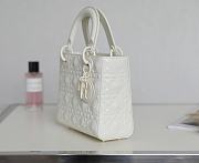 Dior Small Lady Bag White Cannage Calfskin with Diamond Motif 20x16.5x8 cm - 4