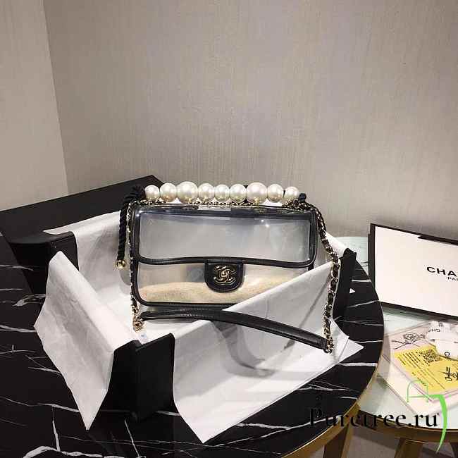 Chanel Transparent Pearl Sand Bag Black Size 25x14.5x8 cm - 1