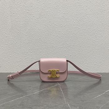 Celine Belt Bag Triomphe Belt In Shiny Calfskin Pink size 11 x 8 x 4 cm