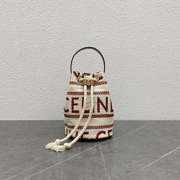 Celine Teen Drawstring In Textile With Celine All-Over And Calfskin