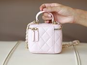 CHANEL Light Pink Lambskin Quilted Top Handle Mini Vanity Case - 3