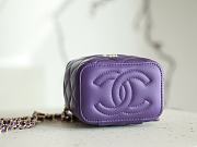 CHANEL Purple Lambskin Quilted Top Handle Mini Vanity Case - 6