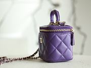 CHANEL Purple Lambskin Quilted Top Handle Mini Vanity Case - 5