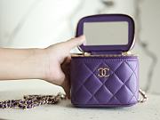 CHANEL Purple Lambskin Quilted Top Handle Mini Vanity Case - 4
