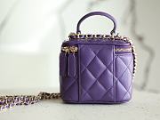 CHANEL Purple Lambskin Quilted Top Handle Mini Vanity Case - 2