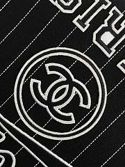 Chanel Large Tote Black & White Cotton, Calfskin & Silver-Tone Metal  - 6
