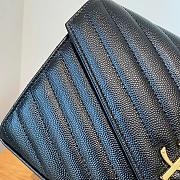 YSL Cassandre Matelassé Chain Wallet In Black Grain Leather - 6
