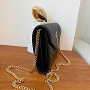 YSL Cassandre Matelassé Chain Wallet In Black Grain Leather - 5
