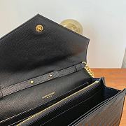 YSL Cassandre Matelassé Chain Wallet In Black Grain Leather - 3