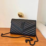 YSL Cassandre Matelassé Chain Wallet In Black Grain Leather Black Hardware - 1