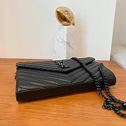 YSL Cassandre Matelassé Chain Wallet In Black Grain Leather Black Hardware - 6