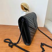 YSL Cassandre Matelassé Chain Wallet In Black Grain Leather Black Hardware - 5