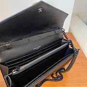 YSL Cassandre Matelassé Chain Wallet In Black Grain Leather Black Hardware - 3