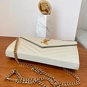 YSL Cassandre Matelassé Chain Wallet In White Grain Leather - 2
