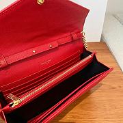 YSL Cassandre Matelassé Chain Wallet In Red Grain Leather - 5