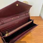 YSL Cassandre Matelassé Chain Wallet In Burgundy Grain Leather - 5