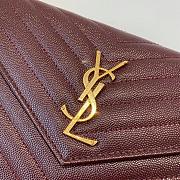 YSL Cassandre Matelassé Chain Wallet In Burgundy Grain Leather - 2