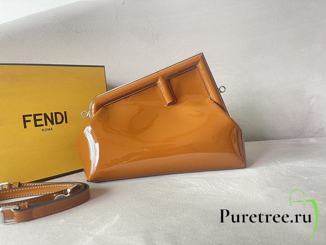 Fendi First Midi Brown Patent Leather Bag size 30x20x14 cm - 1