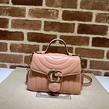 Gucci GG Marmont Mini Top Handle Bag Peach Leather 21x15.5x8 cm