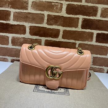 Gucci GG Marmont Small Shoulder Bag Peach Leather 26x15x7 cm