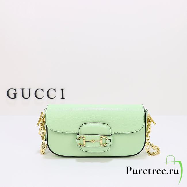 Gucci Horsebit 1955 Small Shoulder Bag Light Green 23.5x13x7 cm - 1
