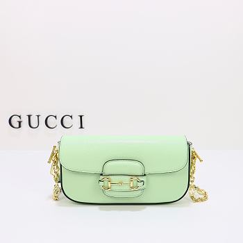 Gucci Horsebit 1955 Small Shoulder Bag Light Green 23.5x13x7 cm