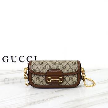 Gucci Horsebit 1955 Small Shoulder Bag Beige/Ebony GG Supreme