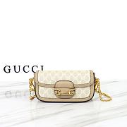 Gucci Horsebit 1955 Small Shoulder Bag Beige/White GG Supreme - 1