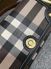 Burberry Check and Leather Top Handle Note Bag Dark Birch Brown 24x8x14 cm - 3