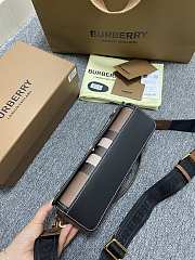 Burberry Check and Leather Top Handle Note Bag Dark Birch Brown 24x8x14 cm - 2