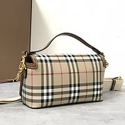 Burberry Check and Leather Top Handle Note Bag Briar Brown 24x8x14 cm - 5
