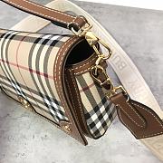 Burberry Check and Leather Top Handle Note Bag Briar Brown 24x8x14 cm - 4