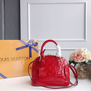 Louis Vuitton Alma BB Red Vernis Leather Bag M91678 - 25 x 19 x 11cm
