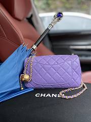 Chanel Lambskin & Gold-Tone Small Metal Flap Bag Purple AS1787 - 4