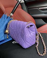 Chanel Lambskin & Gold-Tone Small Metal Flap Bag Purple AS1787 - 3