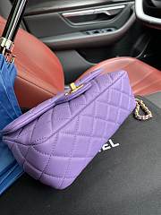 Chanel Lambskin & Gold-Tone Small Metal Flap Bag Purple AS1787 - 2
