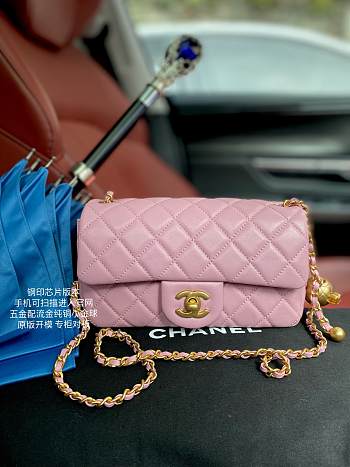 Chanel Lambskin & Gold-Tone Small Metal Flap Bag Pink AS1787