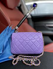 Chanel Lambskin & Gold-Tone Metal Mini Flap Bag Purple AS1786 - 3