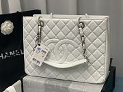 Chanel Grand Shopping Tote White Caviar Leather Silver Hardware 33cm - 1