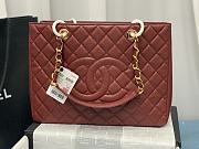 Chanel Grand Shopping Tote Burgundy Caviar Leather Gold Hardware 33cm - 1