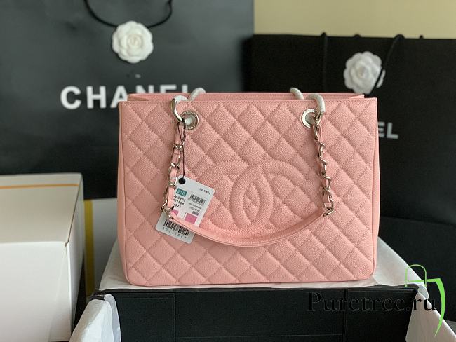 Chanel Grand Shopping Tote Pink Caviar Leather Silver Hardware 33cm - 1