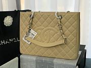 Chanel Grand Shopping Tote Beige Caviar Leather Silver Hardware 33cm - 1