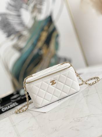 Chanel Small Vanity Case with Chain Pearl Crush White Lambskin