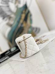 Chanel Small Vanity Case with Chain Pearl Crush White Lambskin - 4