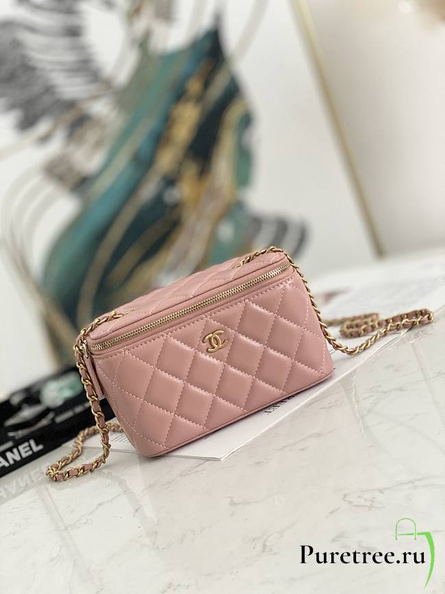 Chanel Small Vanity Case with Chain Pearl Crush Pink Lambskin - 1