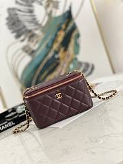 Chanel Small Vanity Case with Chain Pearl Crush Burgundy Lambskin - 1