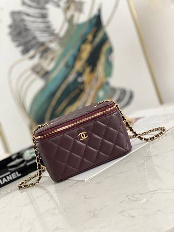 Chanel Small Vanity Case with Chain Pearl Crush Burgundy Lambskin